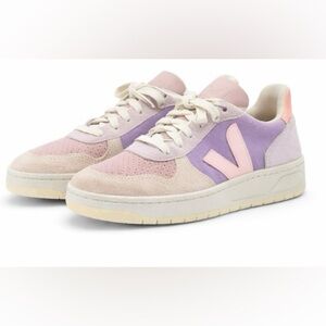 Veja V-10 Suede Sneakers Pastel Pink Lavender Cream Women 7 | Colorblock Low